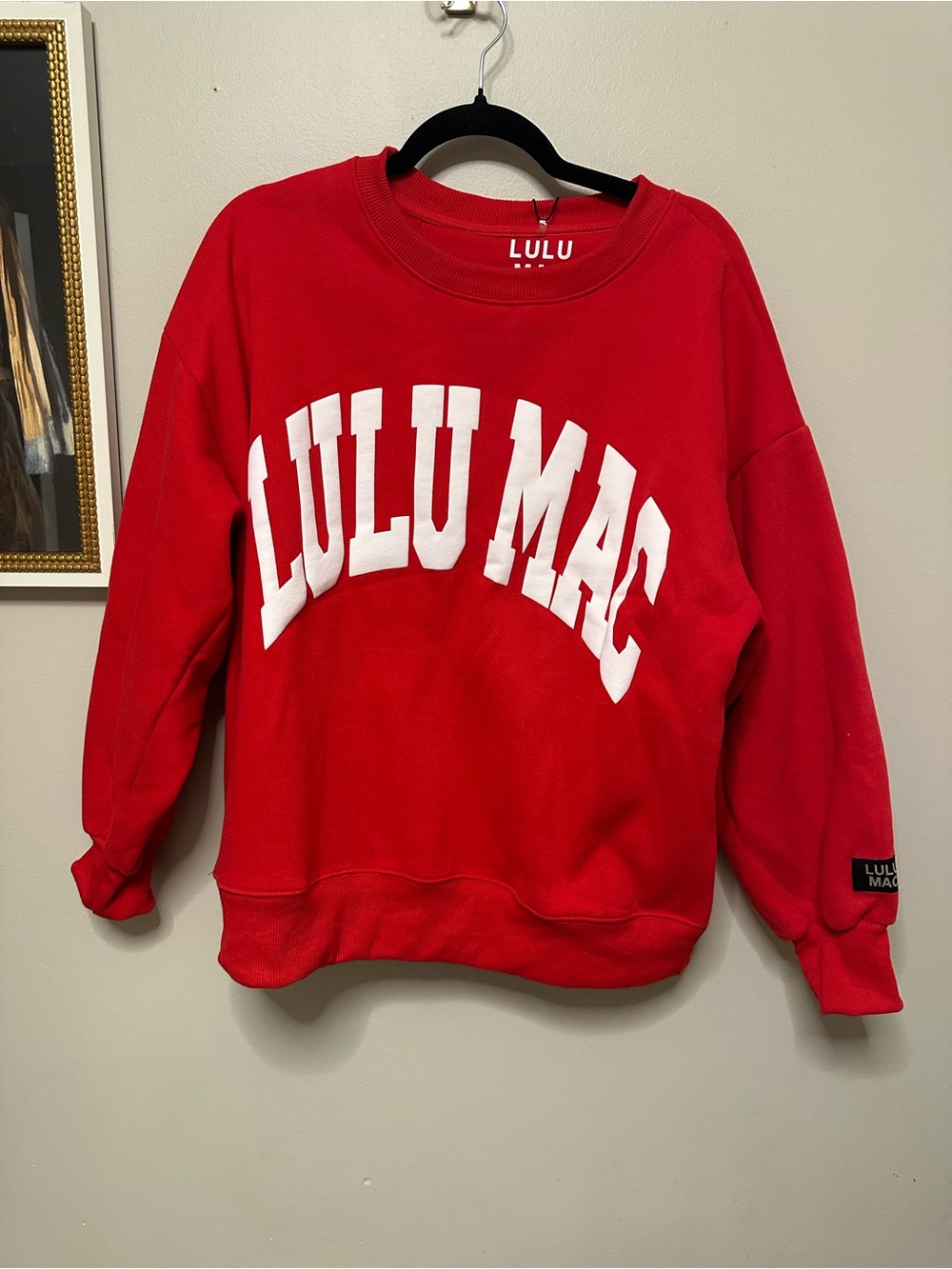 LULU MAC Red Crewneck Sweater with White LULU MAC